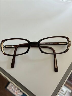Vintage Norma Kamali frames in Tortoise Brown with Leopard Temple Accent